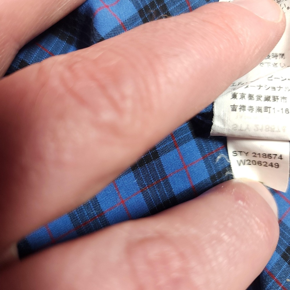 L.L.Bean Shirt Mens 2XLT Blue Plaid Long Sleeve Button Up Wrinkle Resistant - Picture 7 of 10